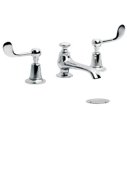 Lefroy Brooks Connaught three hole basin mixer with lever handles and pop-up waste  CL1224