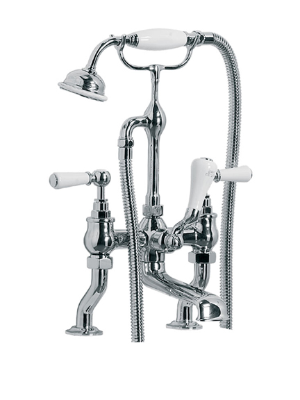 Lefroy Brooks Classic bath shower mixer with white lever handles  WL1100