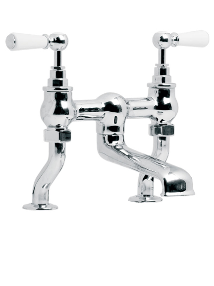 Lefroy Brooks Classic bath filler with white lever handles  WL1107