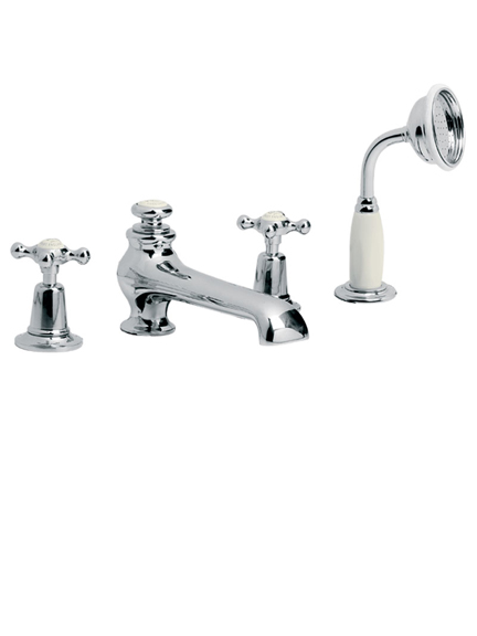 Lefroy Brooks Connaught four hole bath filler set with diverter and pull-out handshower  CH1250