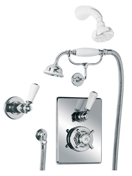 Lefroy Brooks Godolphin concealed thermostatic shower valve with Classic handset and kit  GD8712