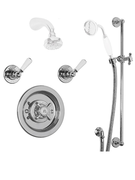 Lefroy Brooks Godolphin Archipelago thermostatic shower valve, flow controls, sliding rail and shower kit  GD8804