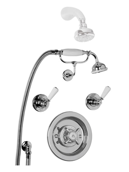 Lefroy Brooks Godolphin Archipelago thermostatic shower valve, flow controls, Classic shower handset and kit  GD8803