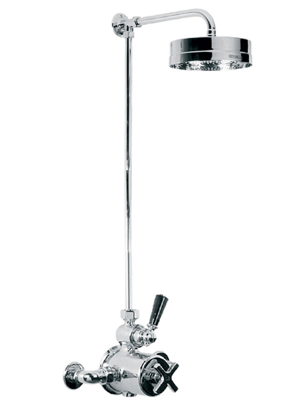 Lefroy Brooks Mackintosh exposed dual control thermostatic shower valve with riser, eight inch rose and adjustable riser pipe bracket  MK8702