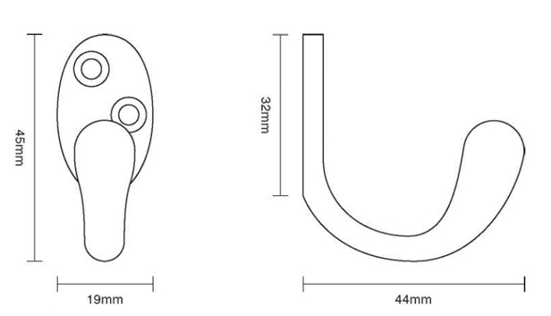 Wardrobe hook, Single wardrobe hooks - Holloways Period House Shop