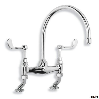 Lefroy Brooks Connaught kitchen bridge mixer tap with lever handles