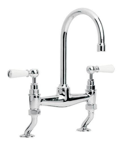 Lefroy Brooks Classic white lever basin bridge mixer