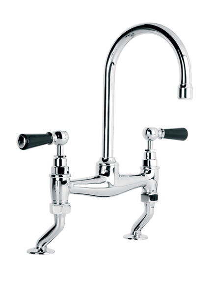 Lefroy Brooks BL9007/9008 Classic basin bridge mixer with black ceramic lever handles