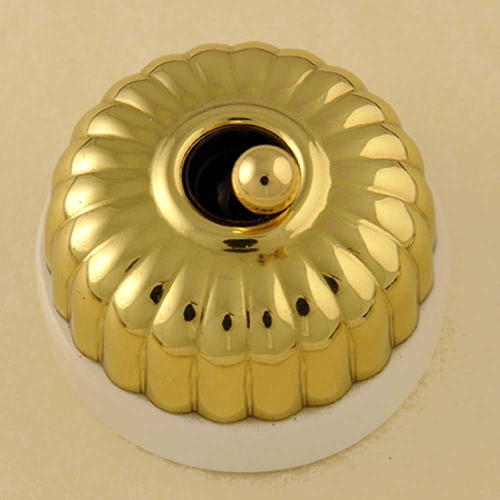 Ribbed White and Polished Brass Dolly Switch