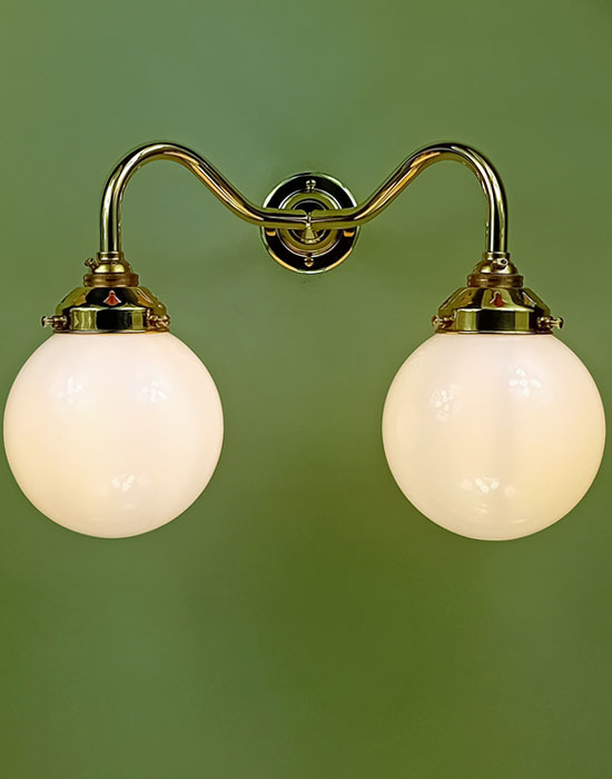 Double Opal Globe Wall Light