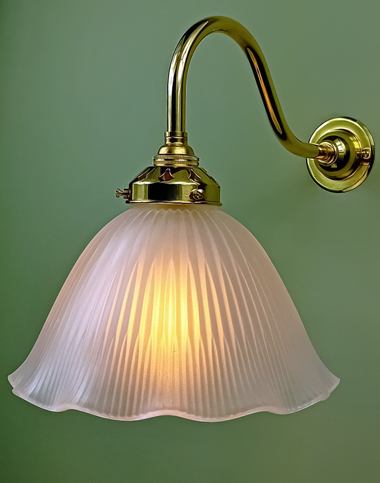 Larger Frosted Holophane Frilly Wall Light