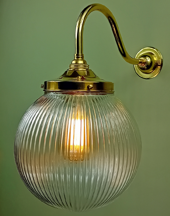 Larger Ribbed Globe Wall Light